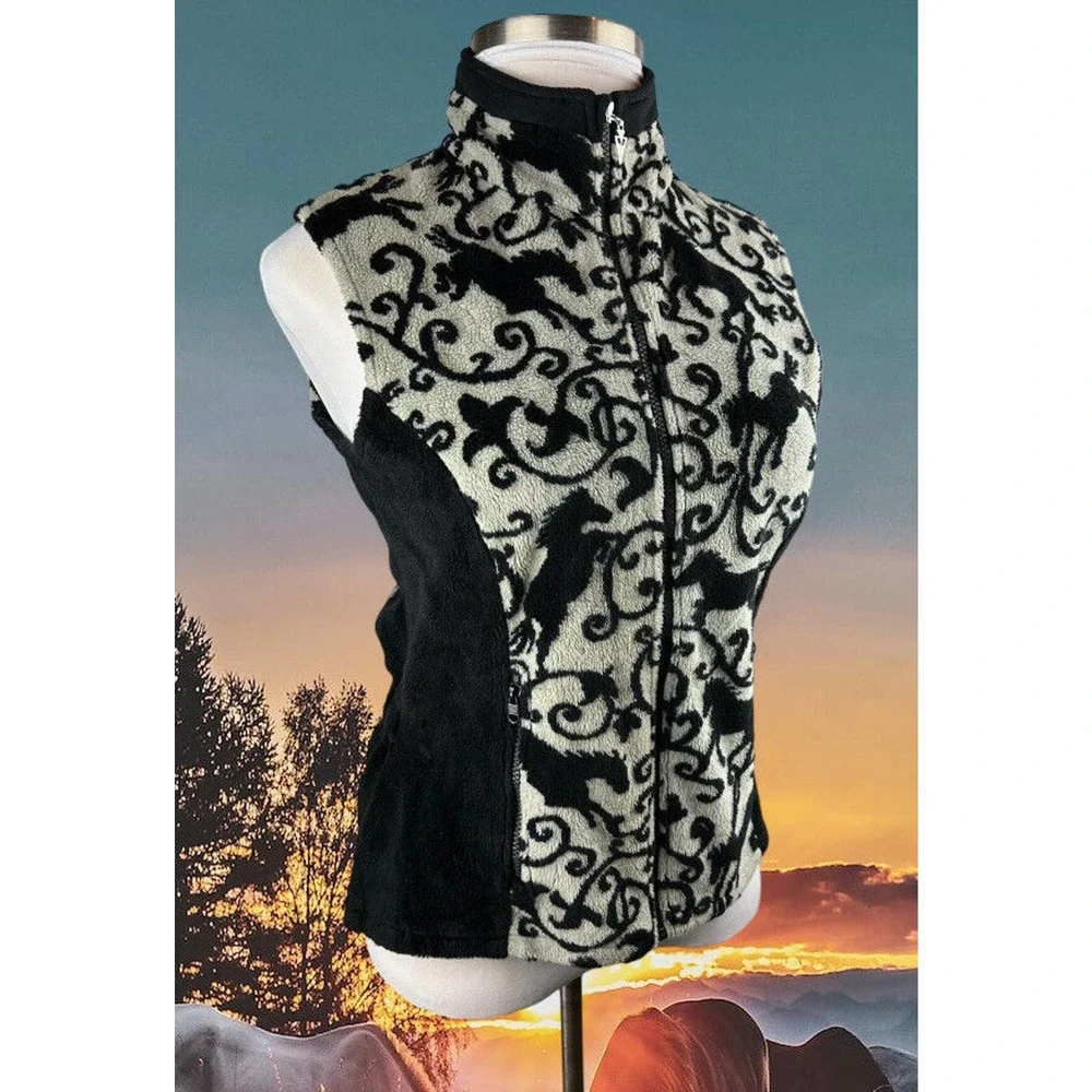 Kerrits Horse Print Equestrian Full Zip Fleece Vest Women's Size Large H14693 - Picture 16 of 16